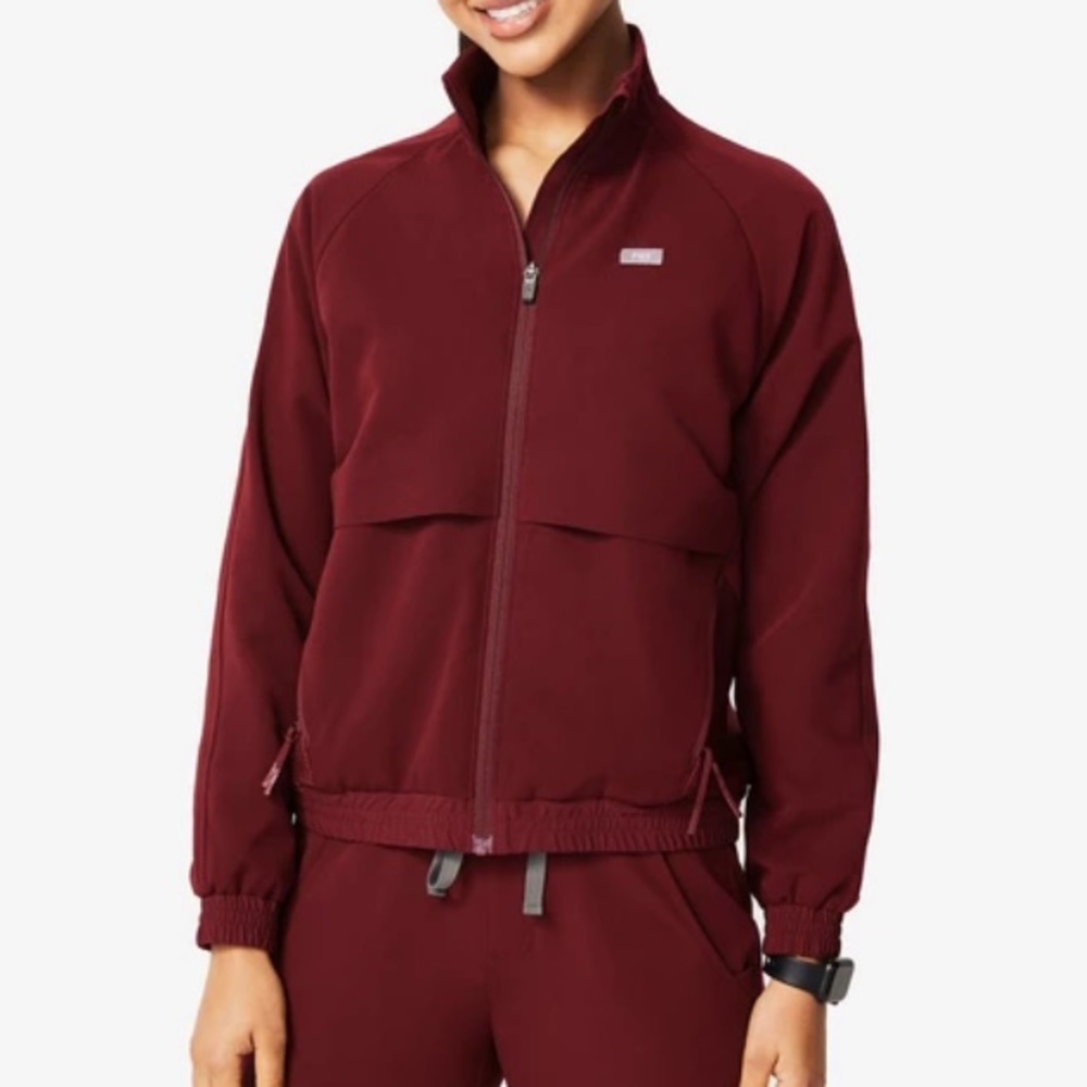 Burgundy Sydney figs scrub jacket XS